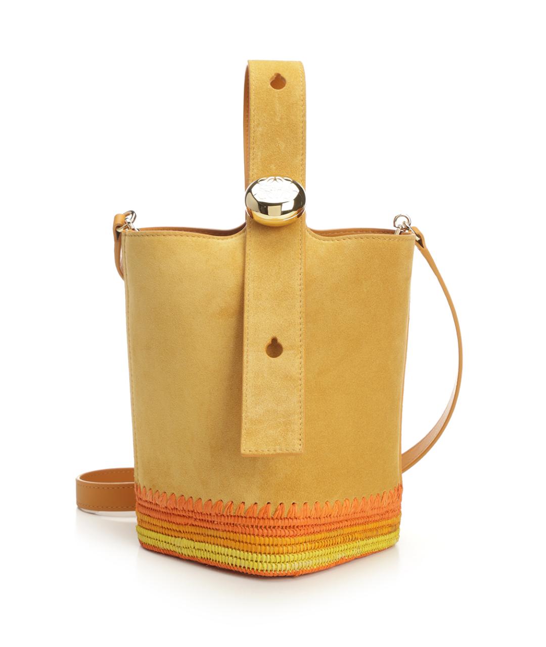LOEWE Желтая кожаная сумка с короткими ручками, фото 1