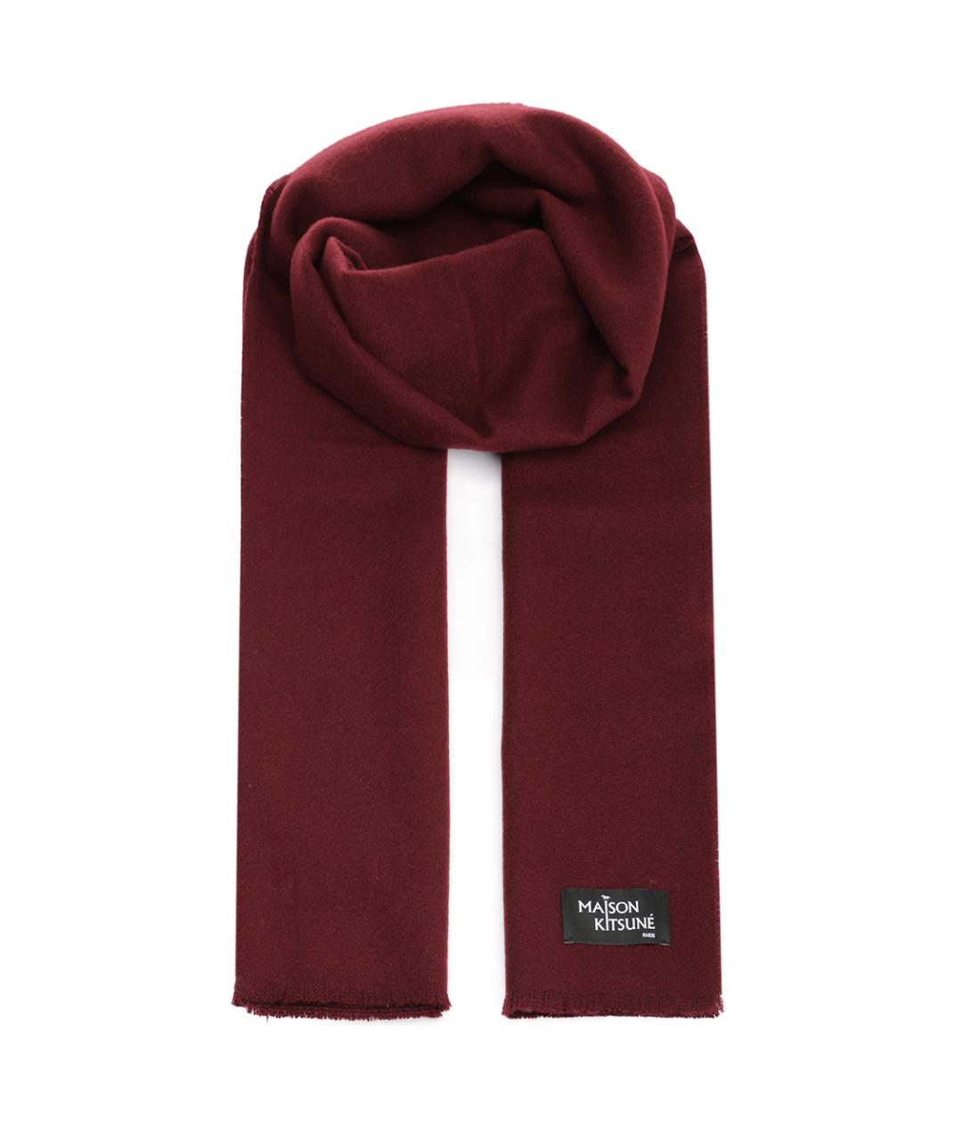 MAISON KITSUNE Бордовый шерстяной шарф, фото 1