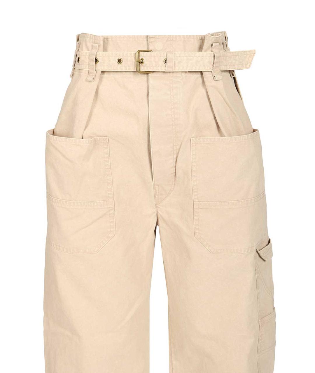 ISABEL MARANT ETOILE Бежевые хлопковые прямые брюки, фото 4