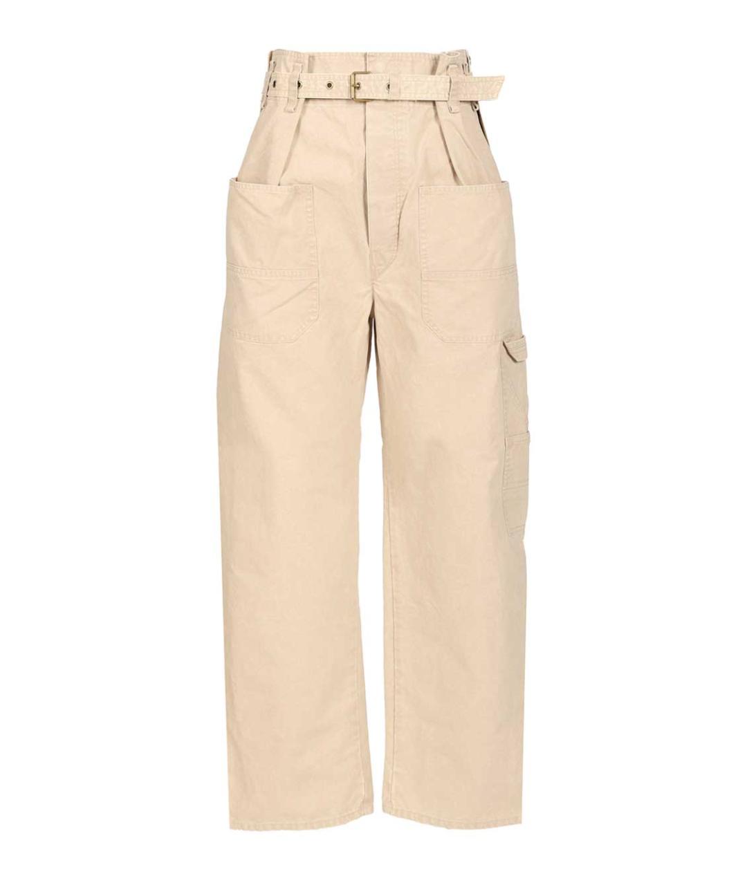 ISABEL MARANT ETOILE Бежевые хлопковые прямые брюки, фото 1