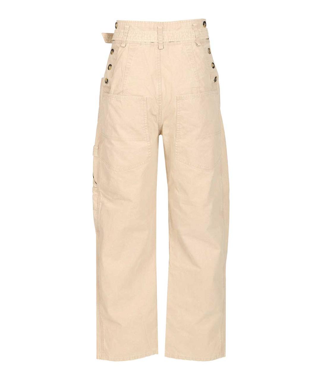 ISABEL MARANT ETOILE Бежевые хлопковые прямые брюки, фото 2