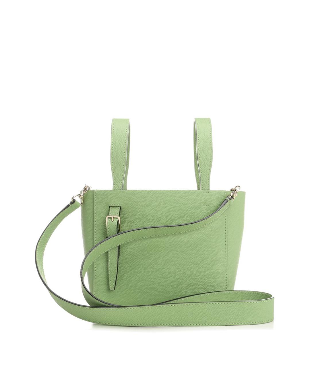 VALEXTRA Зеленая кожаная сумка с короткими ручками, фото 3