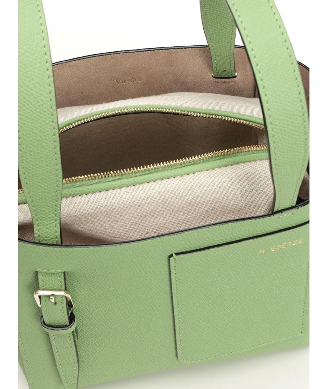 VALEXTRA Зеленая кожаная сумка с короткими ручками, фото 4