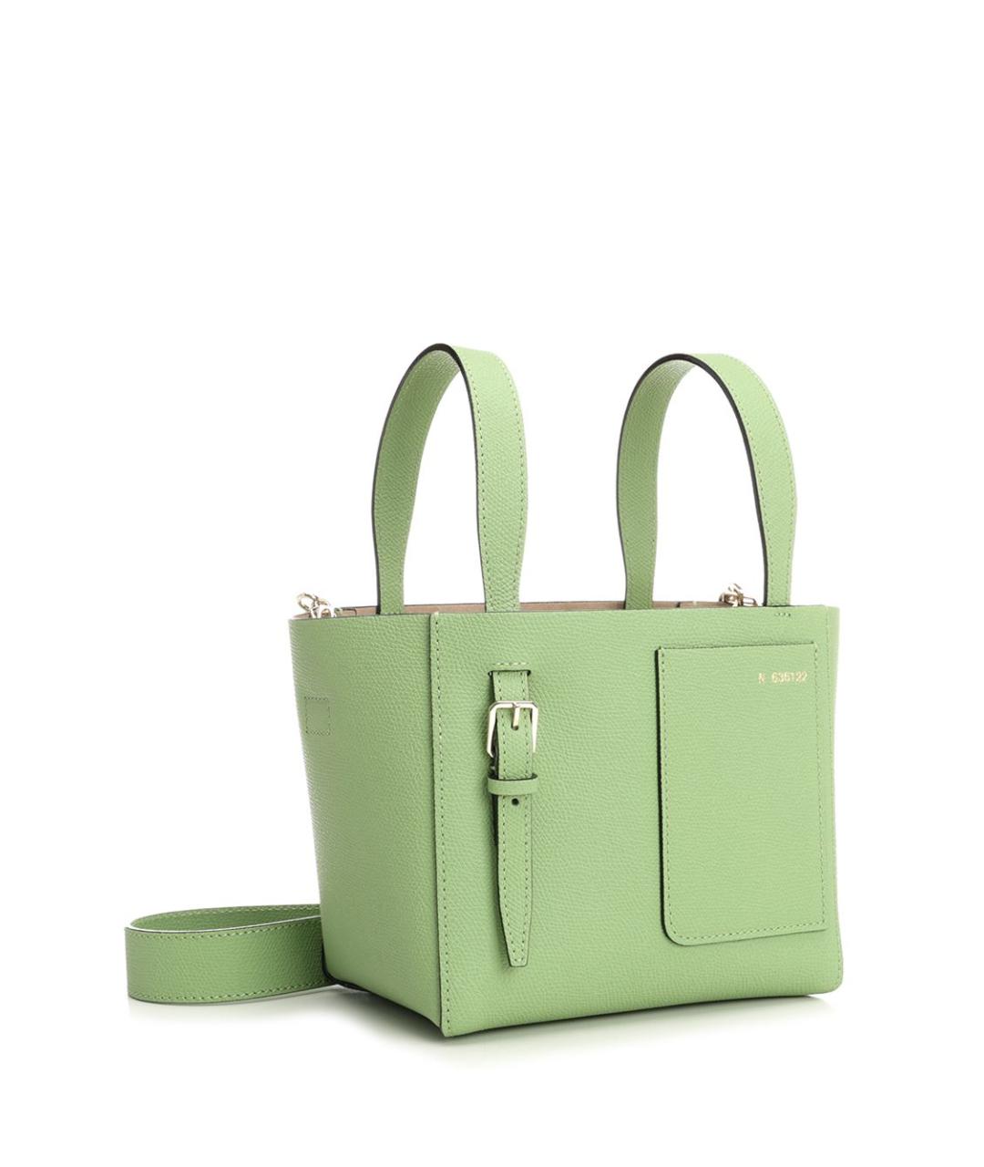 VALEXTRA Зеленая кожаная сумка с короткими ручками, фото 2