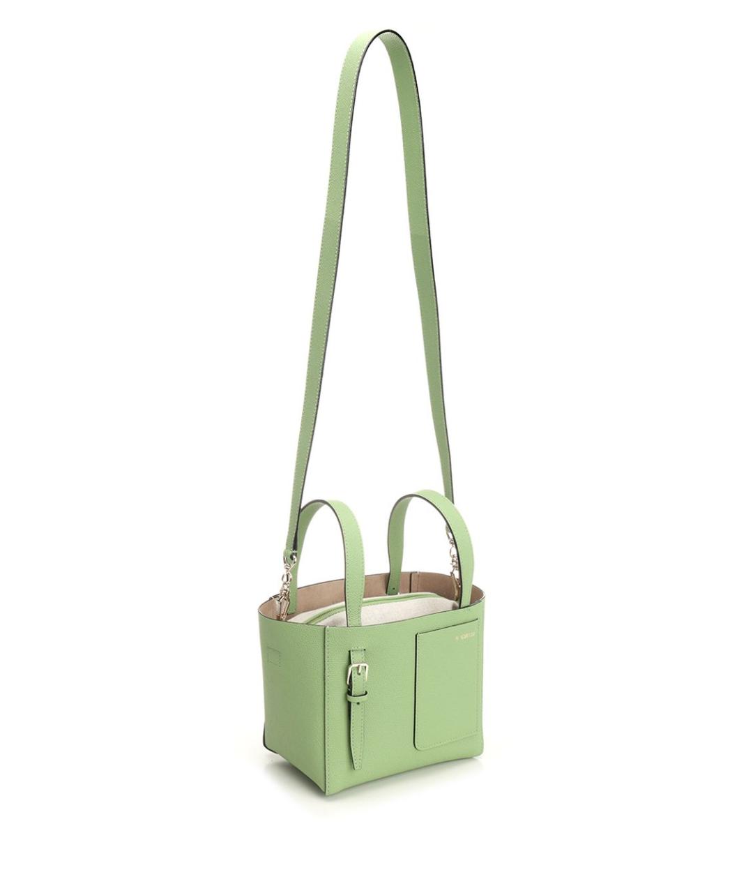 VALEXTRA Зеленая кожаная сумка с короткими ручками, фото 5