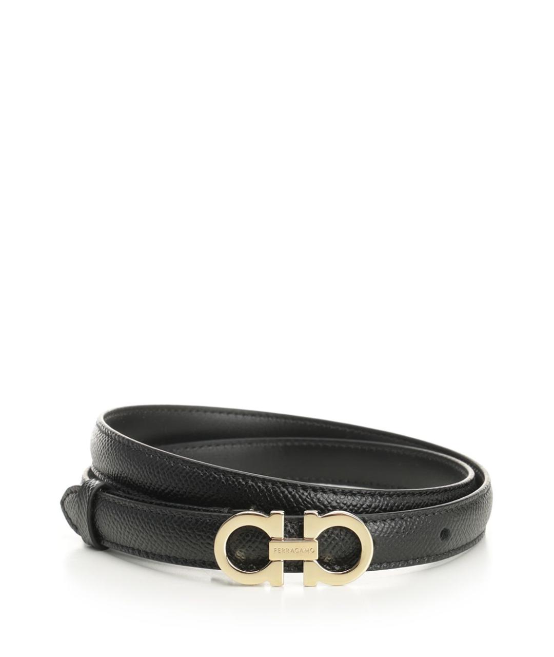 FERRAGAMO Черный кожаный ремень, фото 1