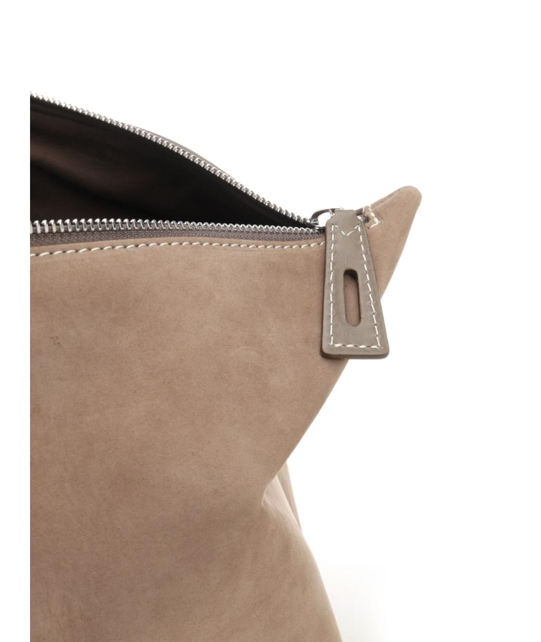 MAX MARA Бежевая замшевая сумка с короткими ручками, фото 5