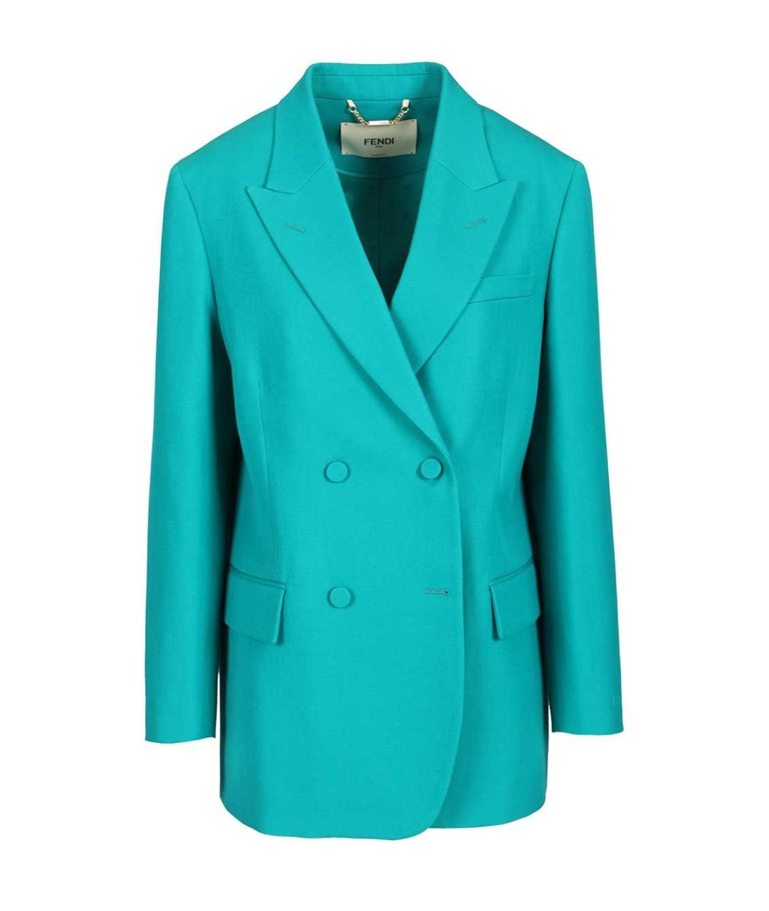 FENDI Бирюзовый шерстяной жакет/пиджак, фото 1