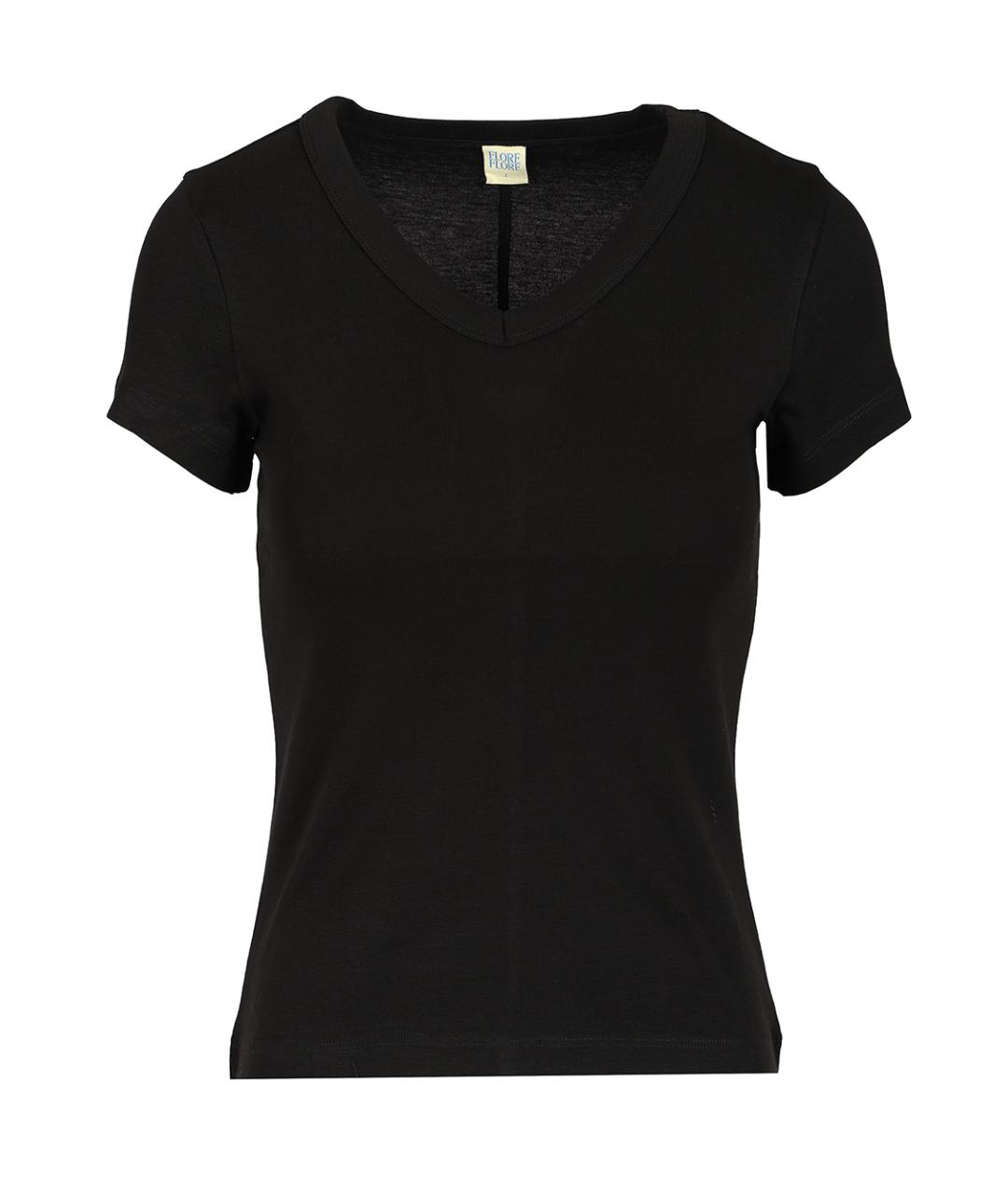 FLORE FLORE Черная хлопковая футболка, фото 1