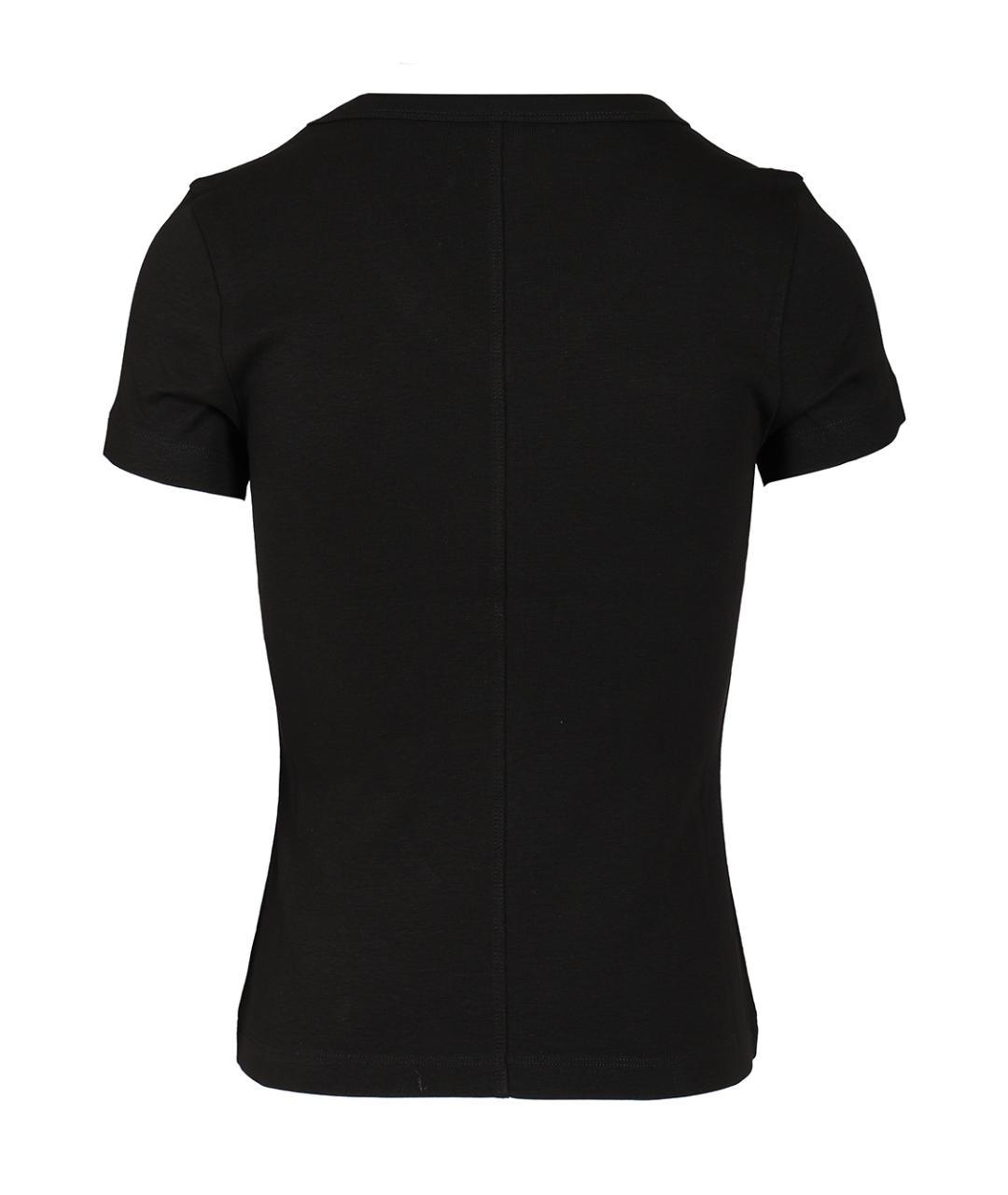 FLORE FLORE Черная хлопковая футболка, фото 2