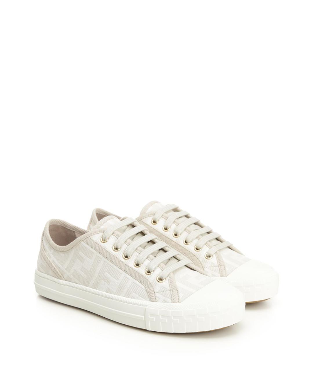 FENDI Бежевые текстильные кроссовки, фото 2