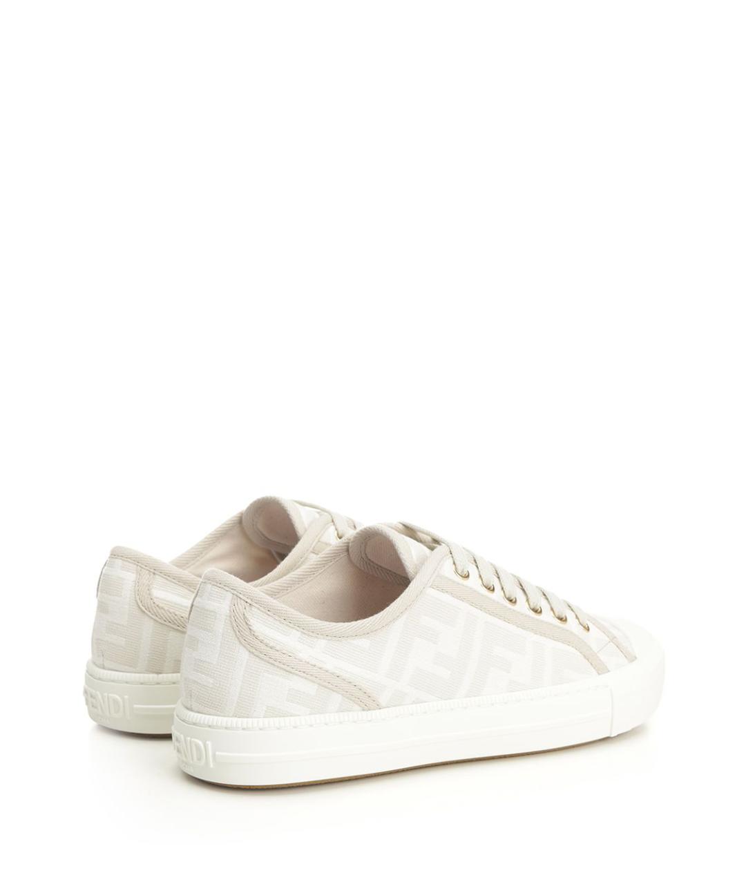 FENDI Бежевые текстильные кроссовки, фото 3