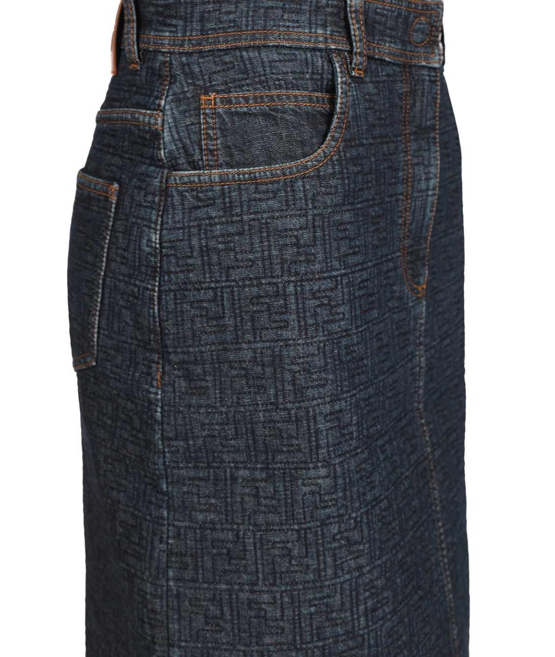 FENDI Синяя хлопковая юбка миди, фото 4