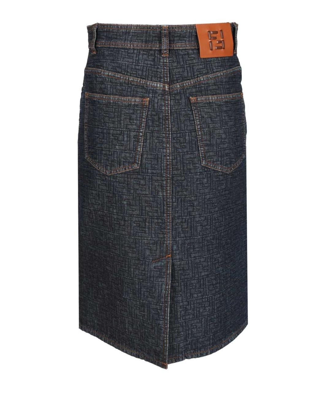 FENDI Синяя хлопковая юбка миди, фото 2