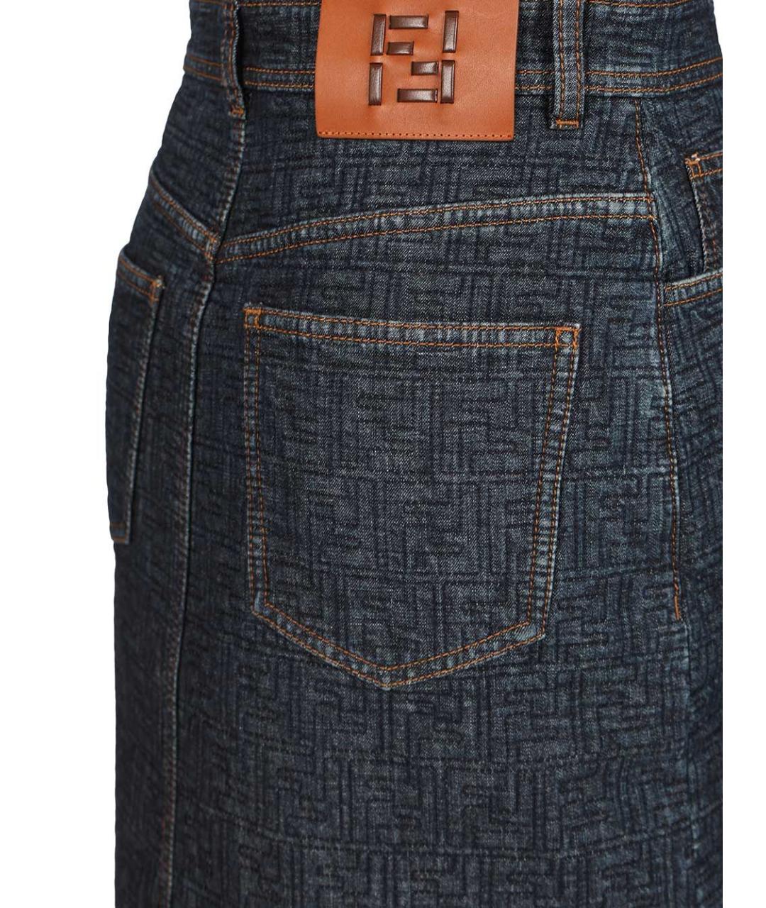 FENDI Синяя хлопковая юбка миди, фото 5