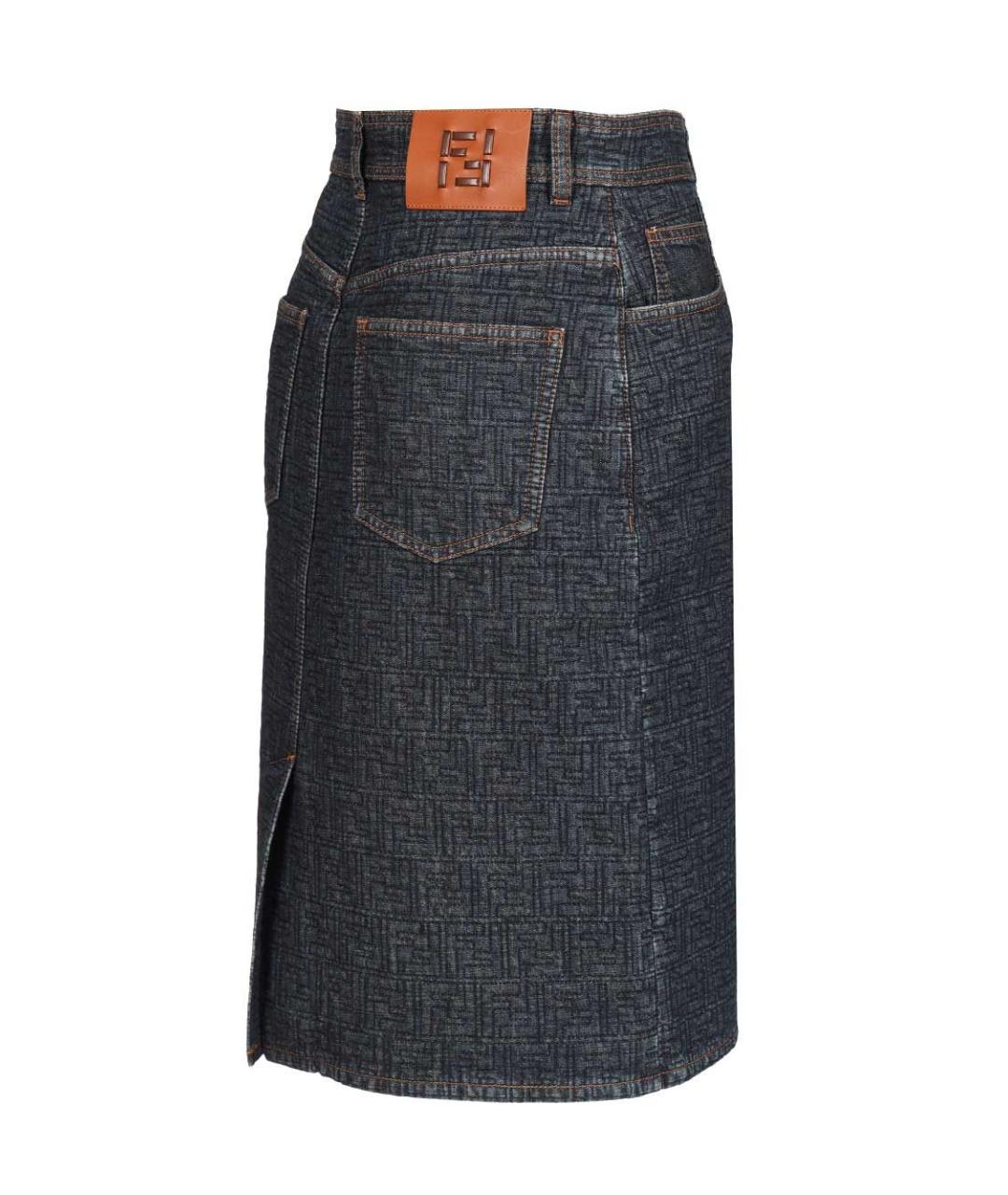FENDI Синяя хлопковая юбка миди, фото 3