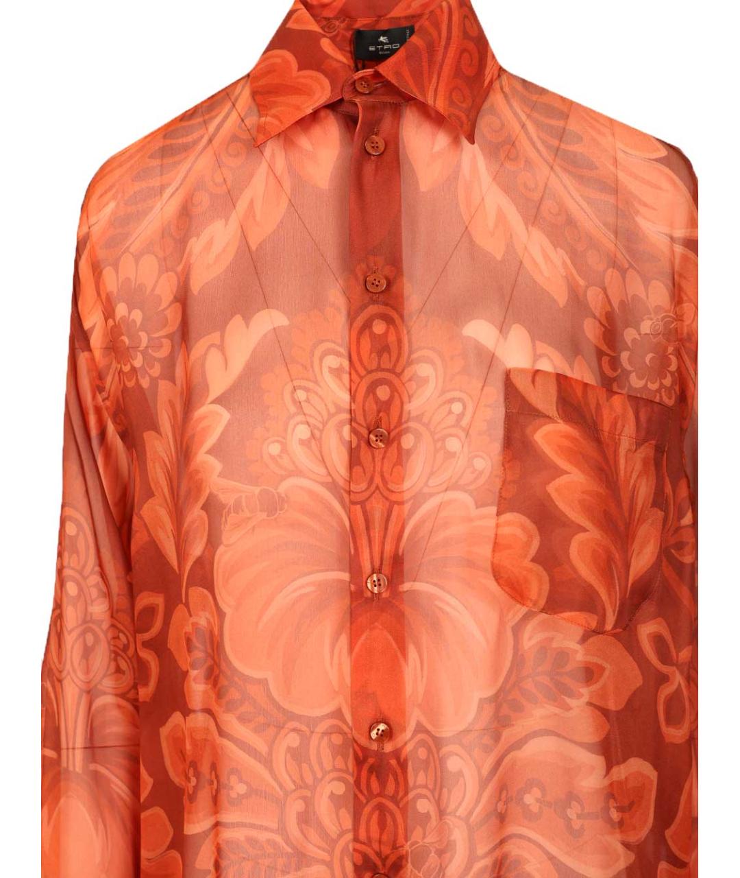 ETRO Оранжевая шелковая рубашка, фото 4