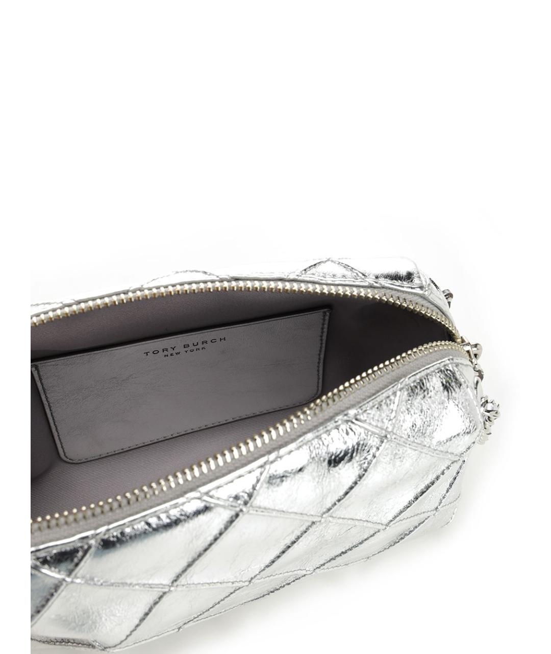 TORY BURCH Серебряная кожаная сумка через плечо, фото 4