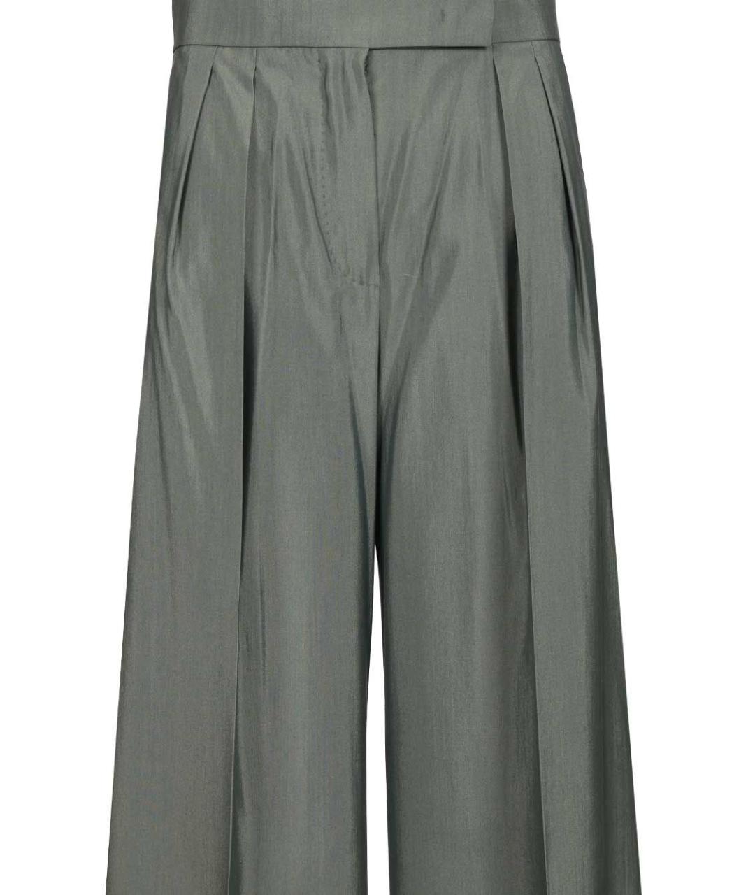 MAX MARA Зеленые шерстяные брюки широкие, фото 4