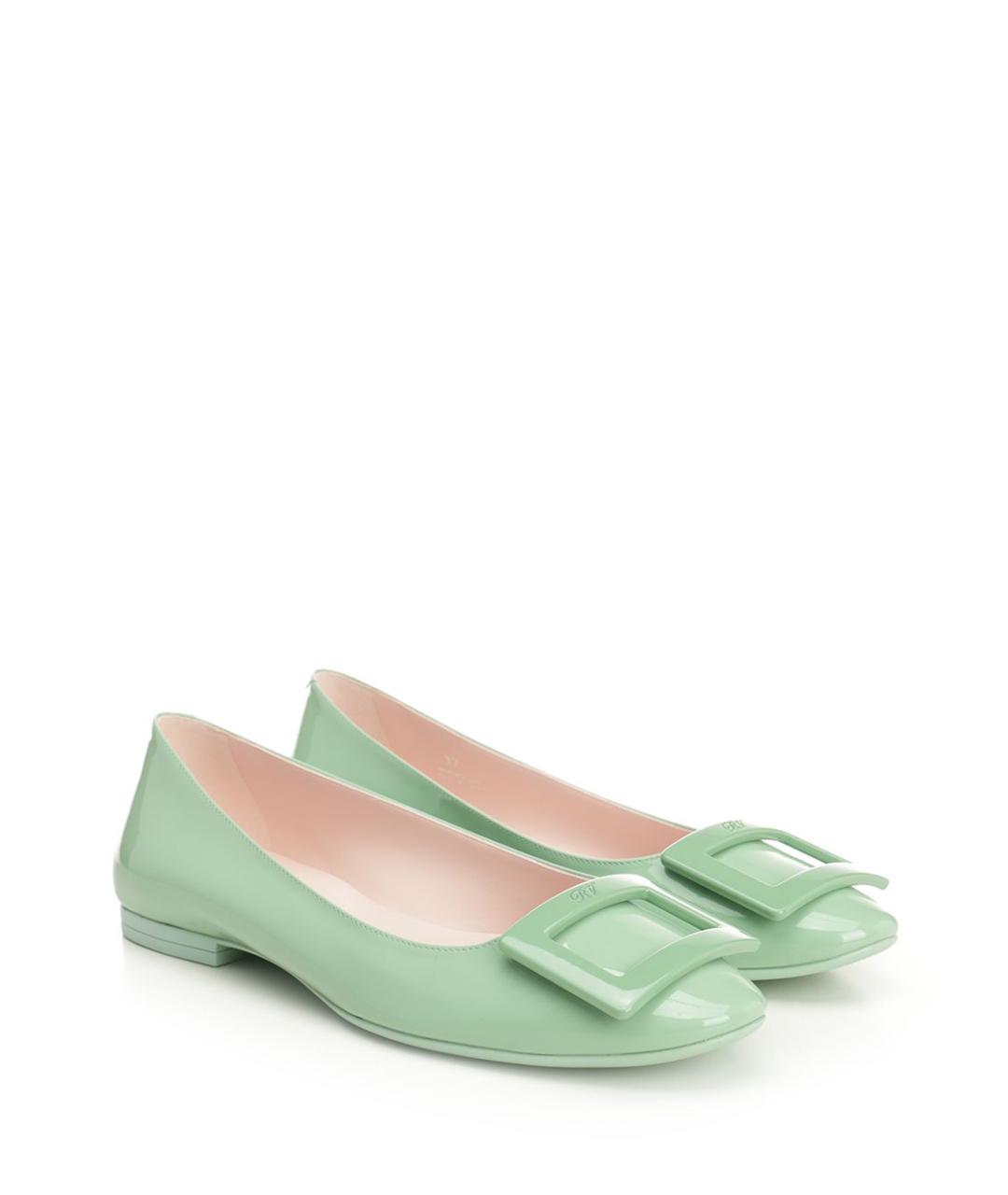 ROGER VIVIER Зеленые кожаные балетки, фото 2