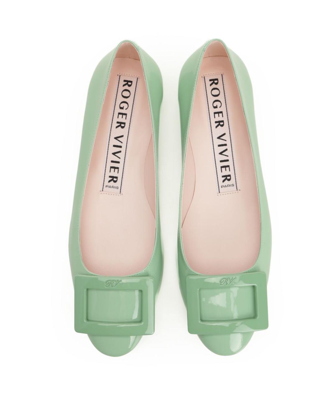 ROGER VIVIER Зеленые кожаные балетки, фото 5