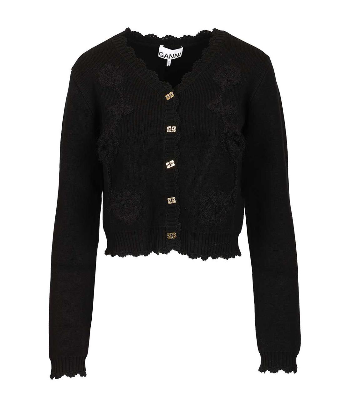 GANNI Черный хлопковый кардиган, фото 1