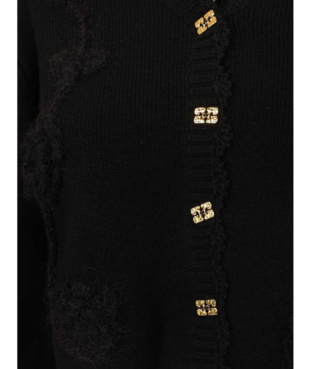 GANNI Черный хлопковый кардиган, фото 4
