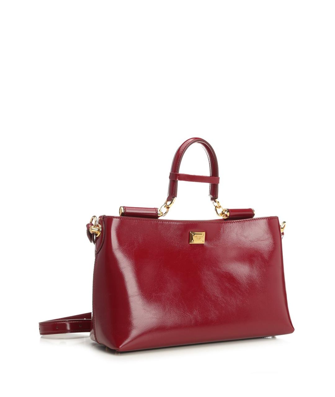 DOLCE&GABBANA Бордовая кожаная сумка тоут, фото 2