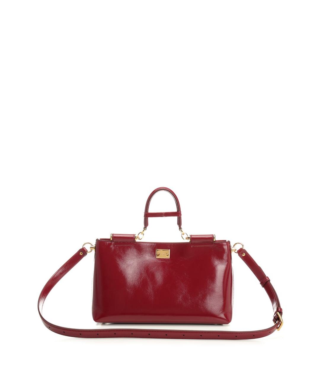 DOLCE&GABBANA Бордовая кожаная сумка тоут, фото 3