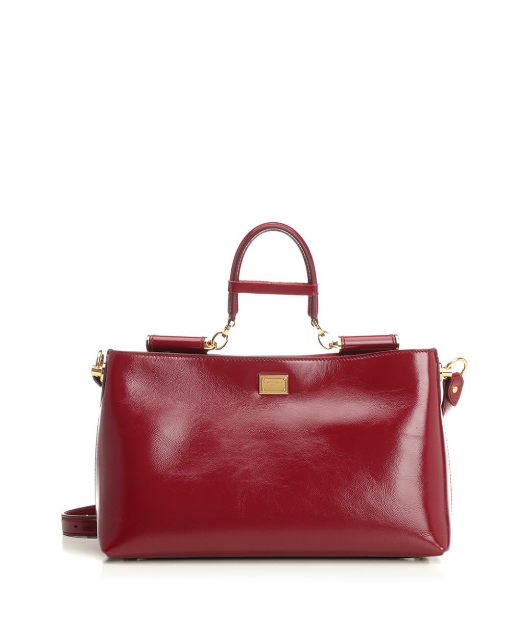 DOLCE&GABBANA Бордовая кожаная сумка тоут, фото 1