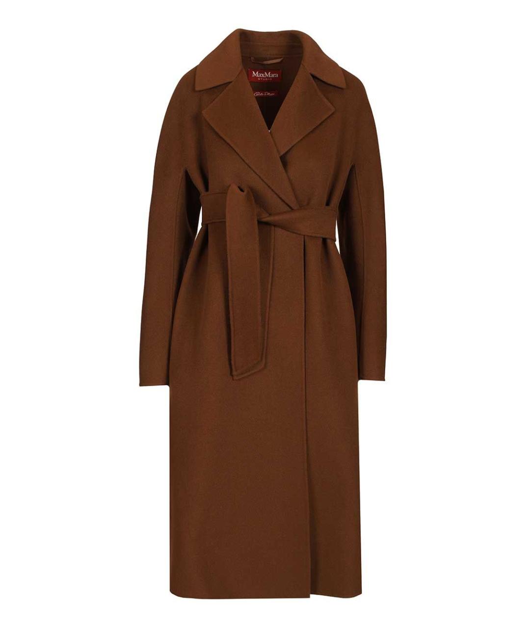 MAX MARA STUDIO Коричневое шерстяное пальто, фото 1