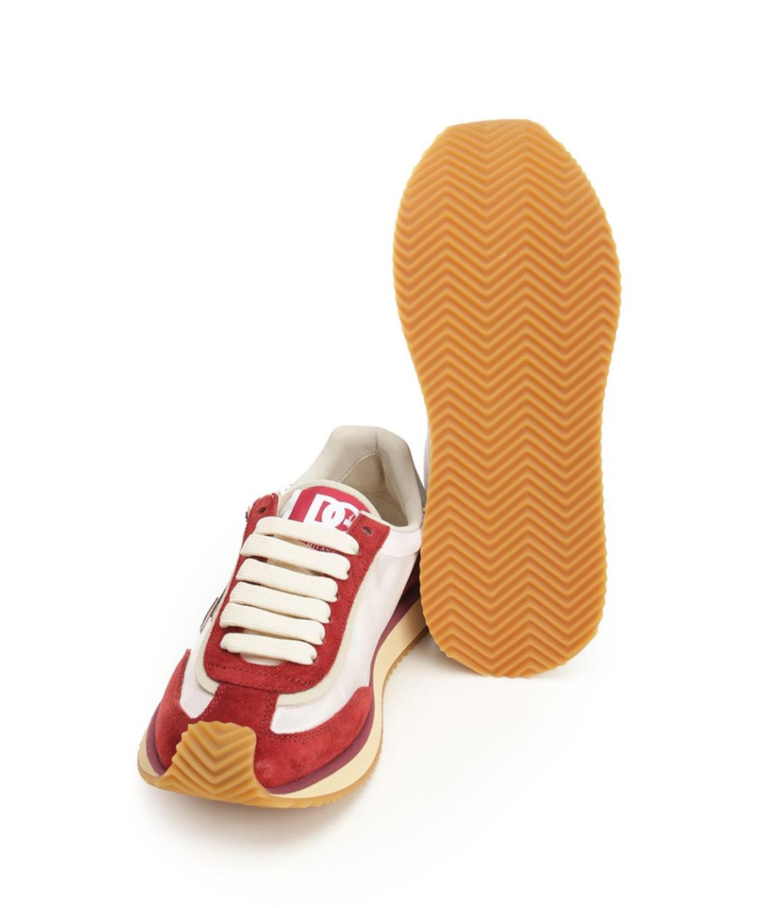 DOLCE&GABBANA Бордовые кожаные кроссовки, фото 5