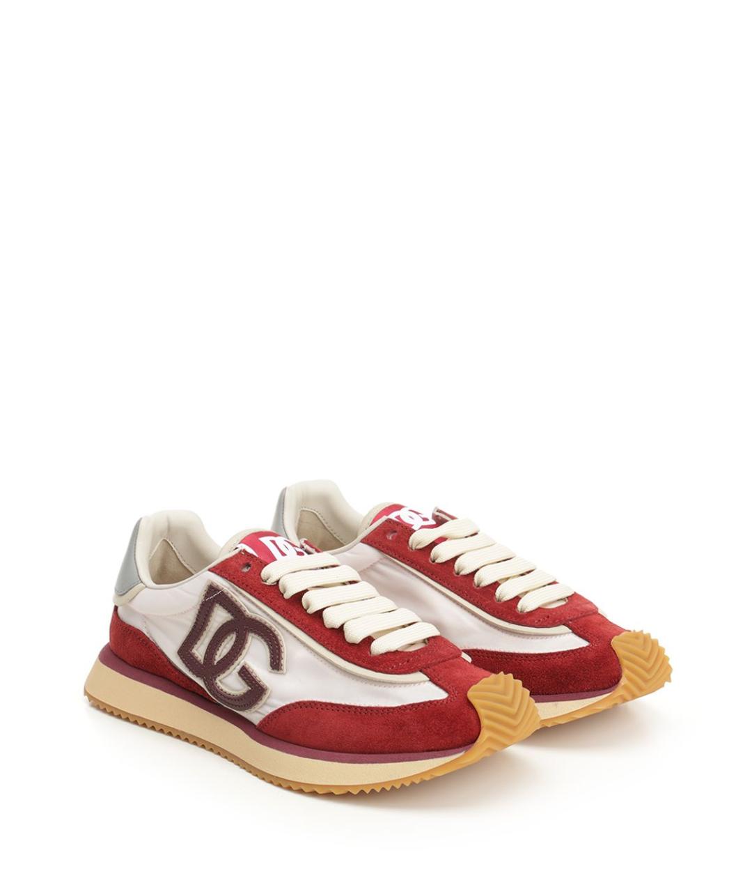 DOLCE&GABBANA Бордовые кожаные кроссовки, фото 2