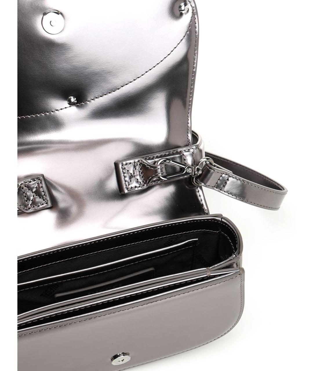 DIESEL Серебряная кожаная сумка через плечо, фото 4