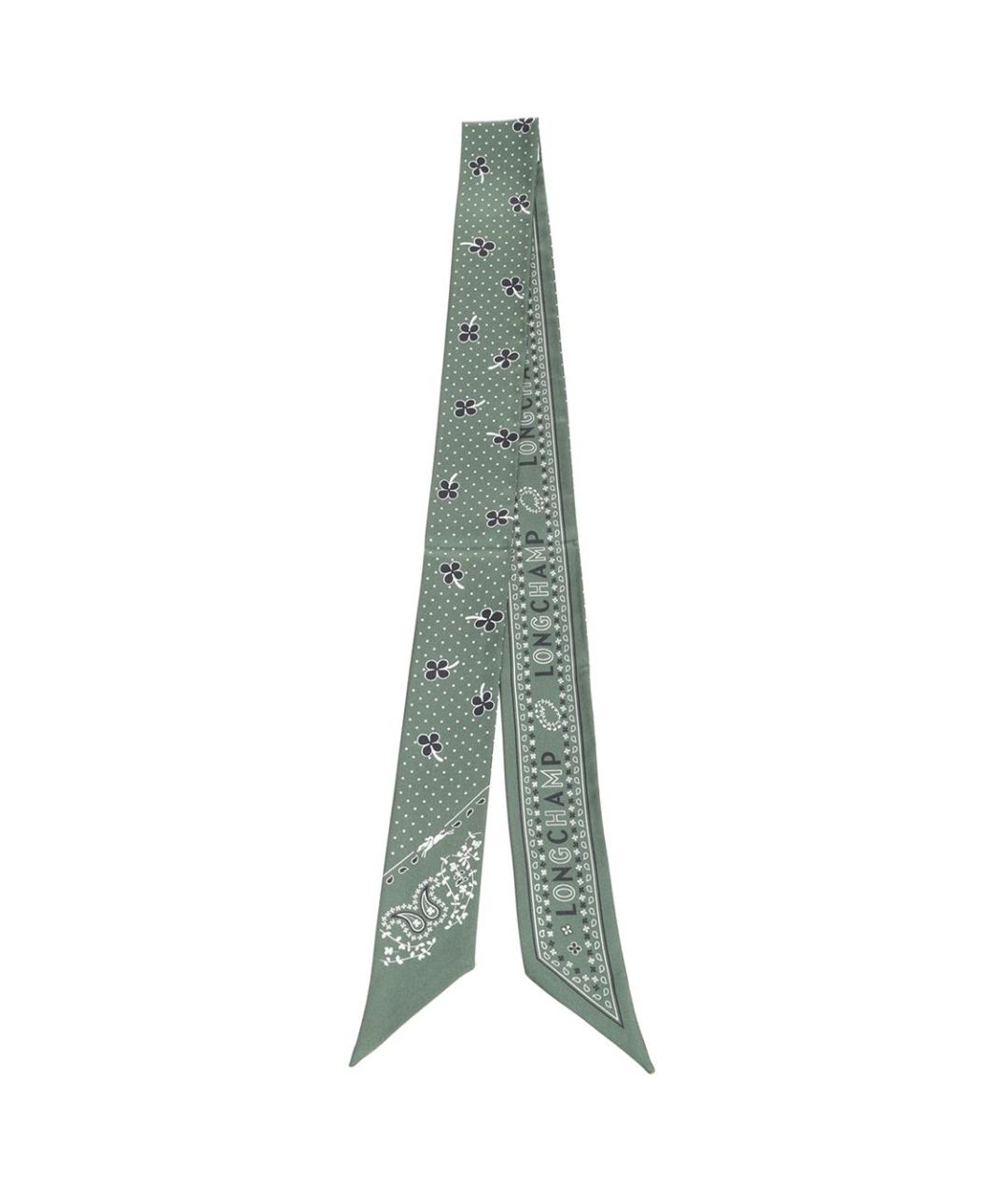 LONGCHAMP Зеленый шелковый шарф, фото 1