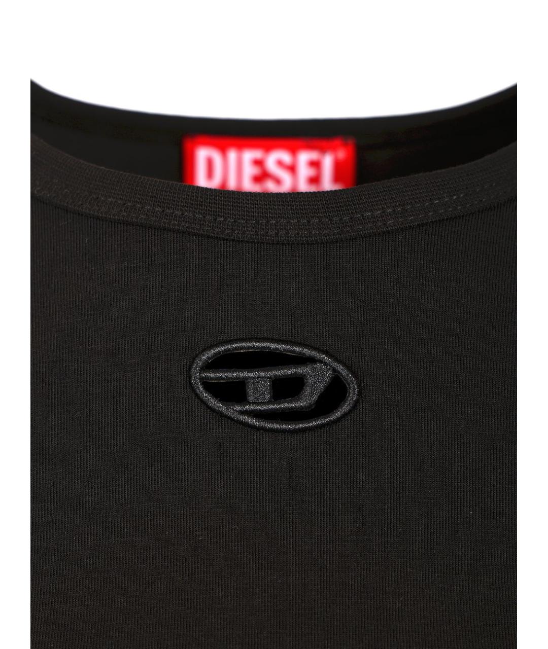 DIESEL Черная хлопко-эластановая футболка, фото 3