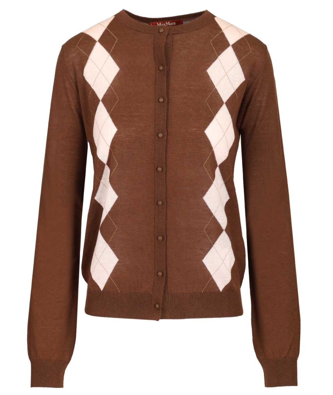 MAX MARA STUDIO Коричневый шерстяной кардиган, фото 1