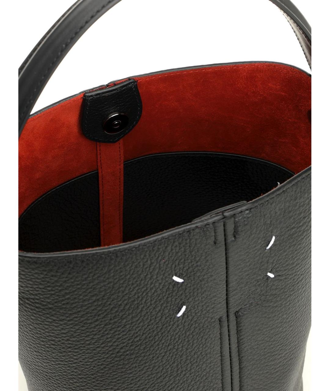 MAISON MARGIELA Черная кожаная сумка тоут, фото 4