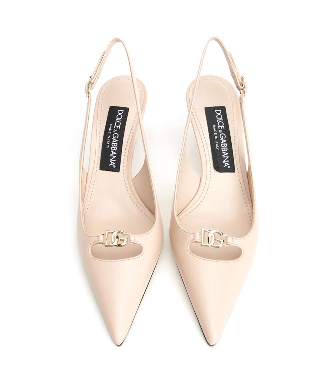 DOLCE&GABBANA Бежевые кожаные туфли, фото 5