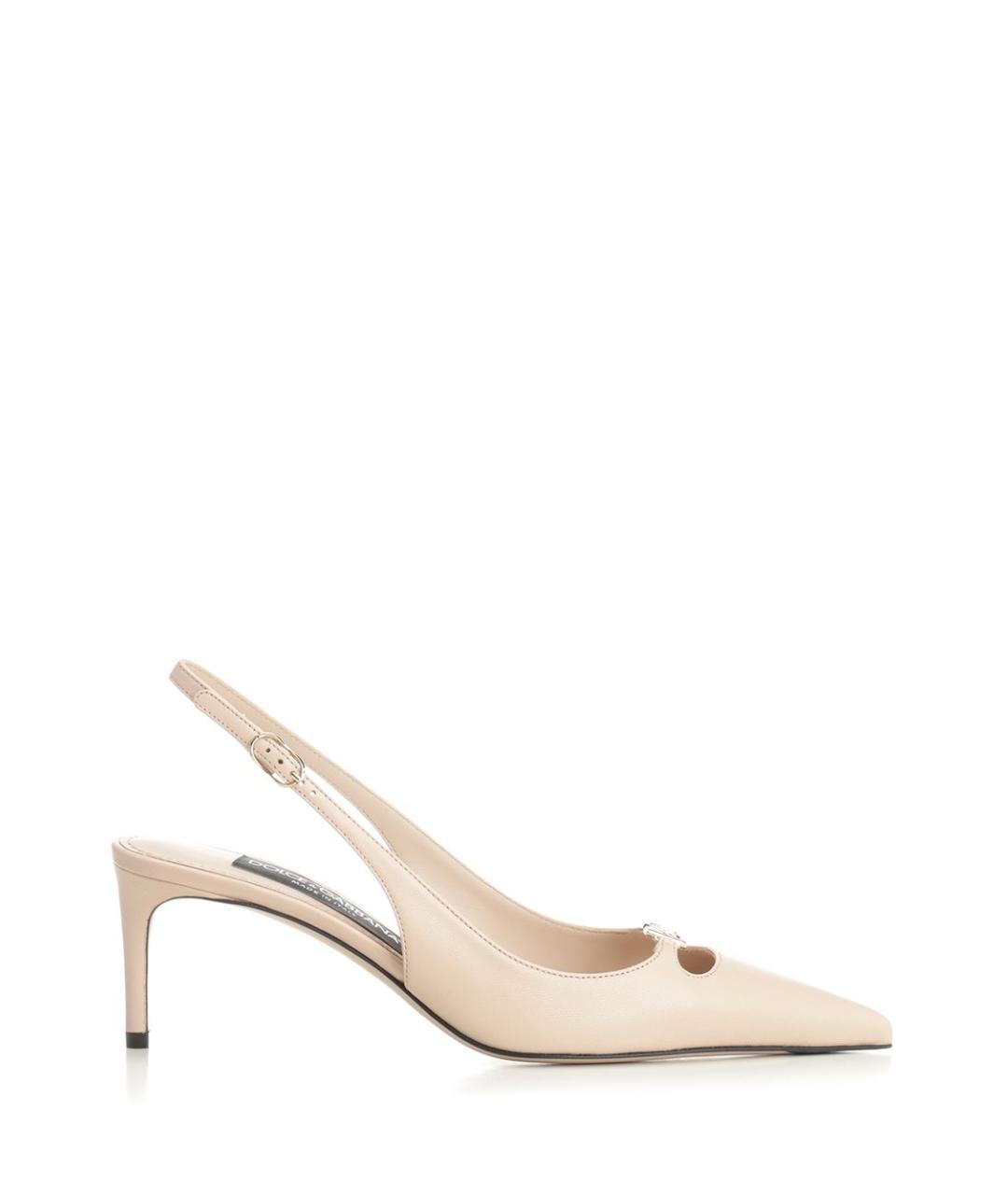 DOLCE&GABBANA Бежевые кожаные туфли, фото 1