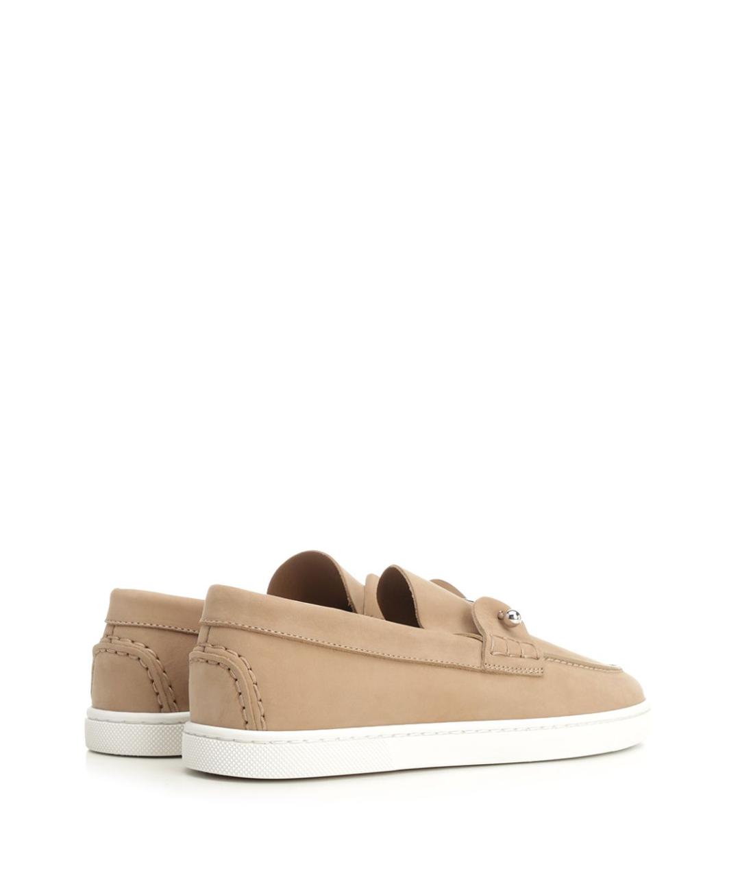 CHRISTIAN LOUBOUTIN Бежевые кожаные лоферы, фото 2