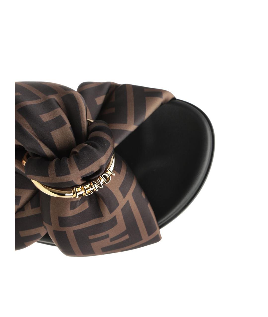 FENDI Коричневые текстильные сандалии, фото 4