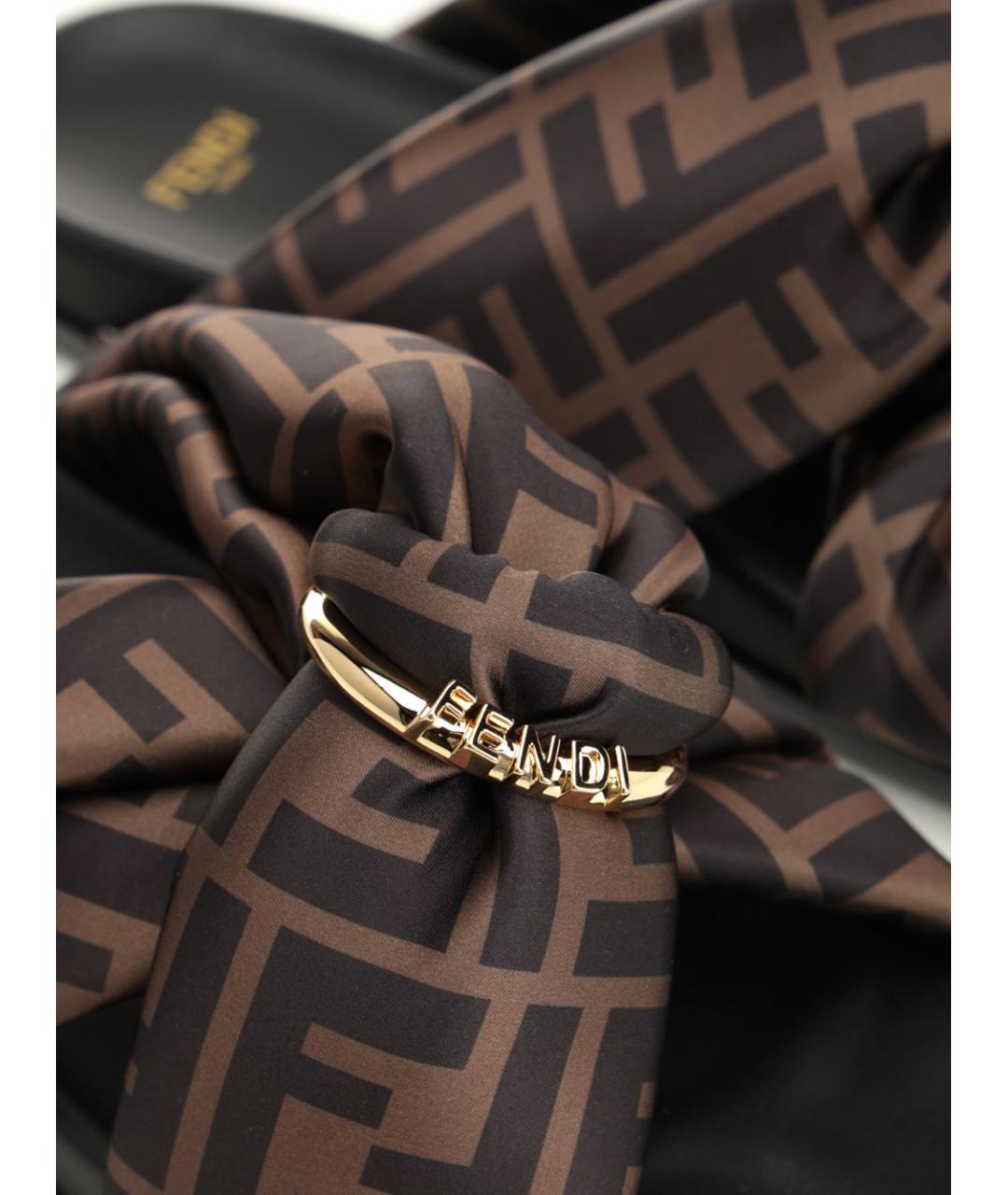 FENDI Коричневые текстильные сандалии, фото 6