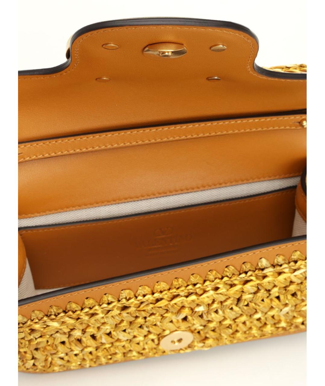 VALENTINO Золотая пелетеная сумка через плечо, фото 4