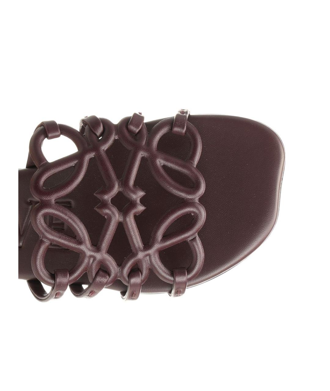 LOEWE Бордовые кожаные шлепанцы, фото 4