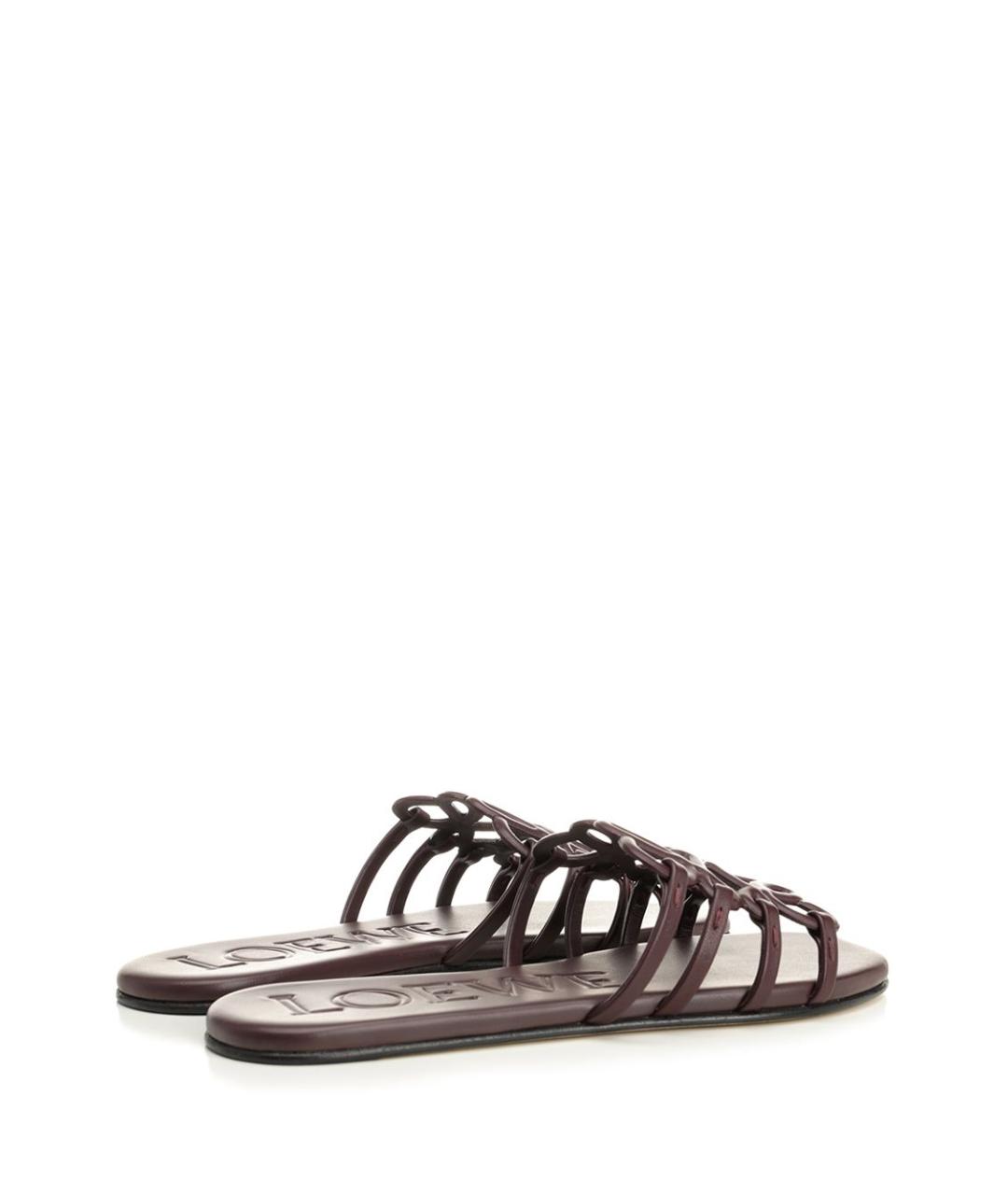 LOEWE Бордовые кожаные шлепанцы, фото 3