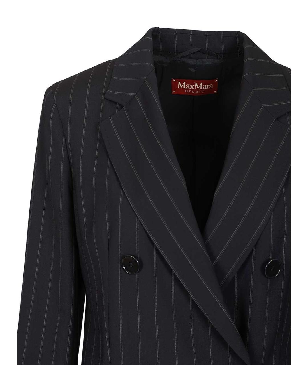 MAX MARA STUDIO Темно-синий шерстяной жакет/пиджак, фото 4