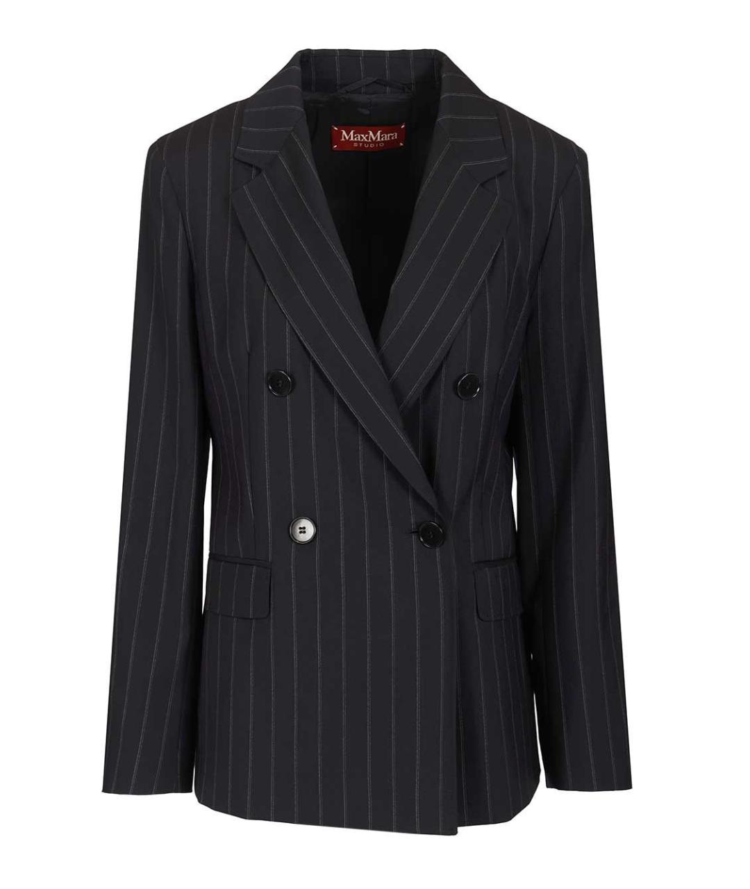 MAX MARA STUDIO Темно-синий шерстяной жакет/пиджак, фото 1