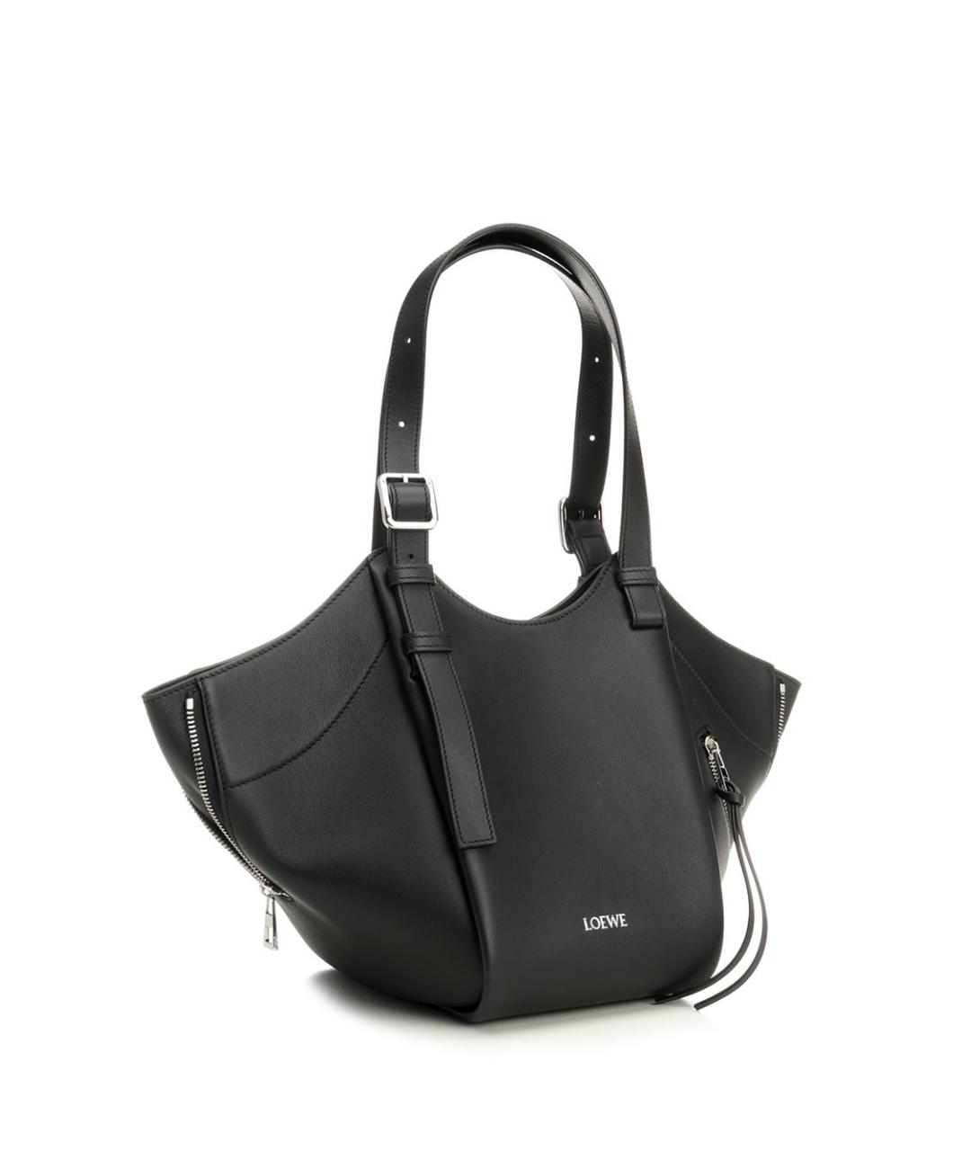 LOEWE Черная кожаная сумка тоут, фото 2