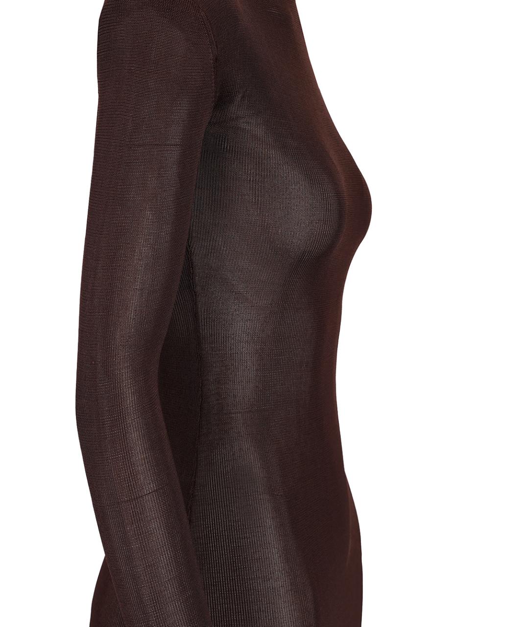 SELF-PORTRAIT Коричневое вискозное платье, фото 3